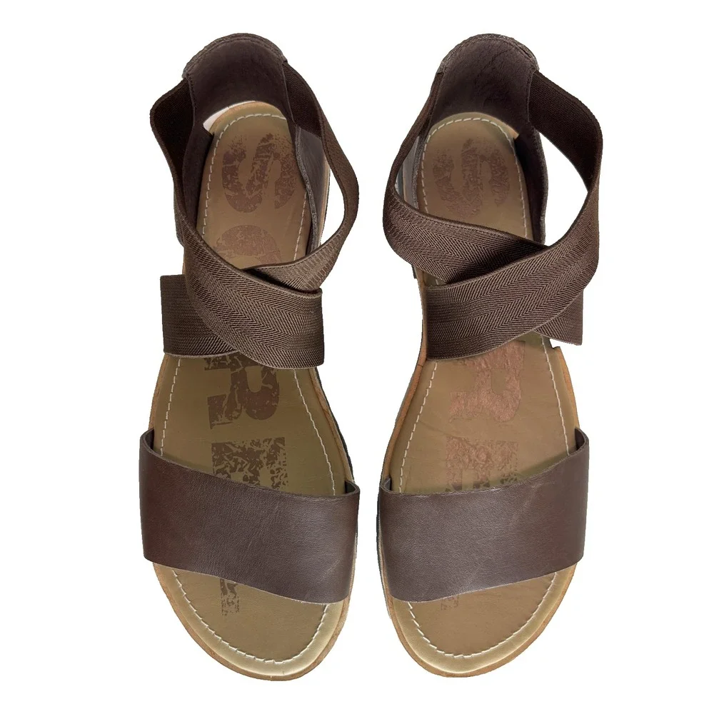Sorel Women's‎ Ella NL3914-224 Camel Brown Jute Leather Strappy Sandals EUC 9.5